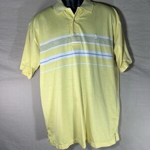 Lada Styles 18th Hole Golf Polo Shirt Mens Large Pale Yellow Striped Cotton
